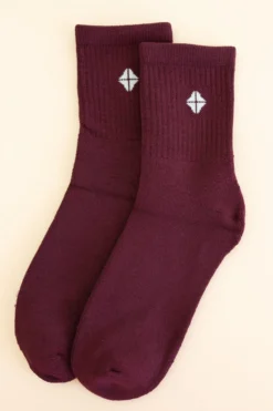 Adult Crew Socks in Burgundy