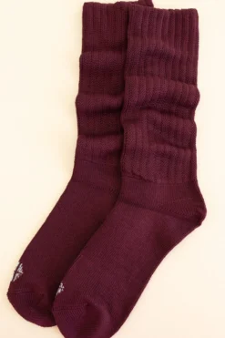 Adult Scrunch Socks in Burgundy
