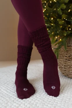 Adult Scrunch Socks in Burgundy