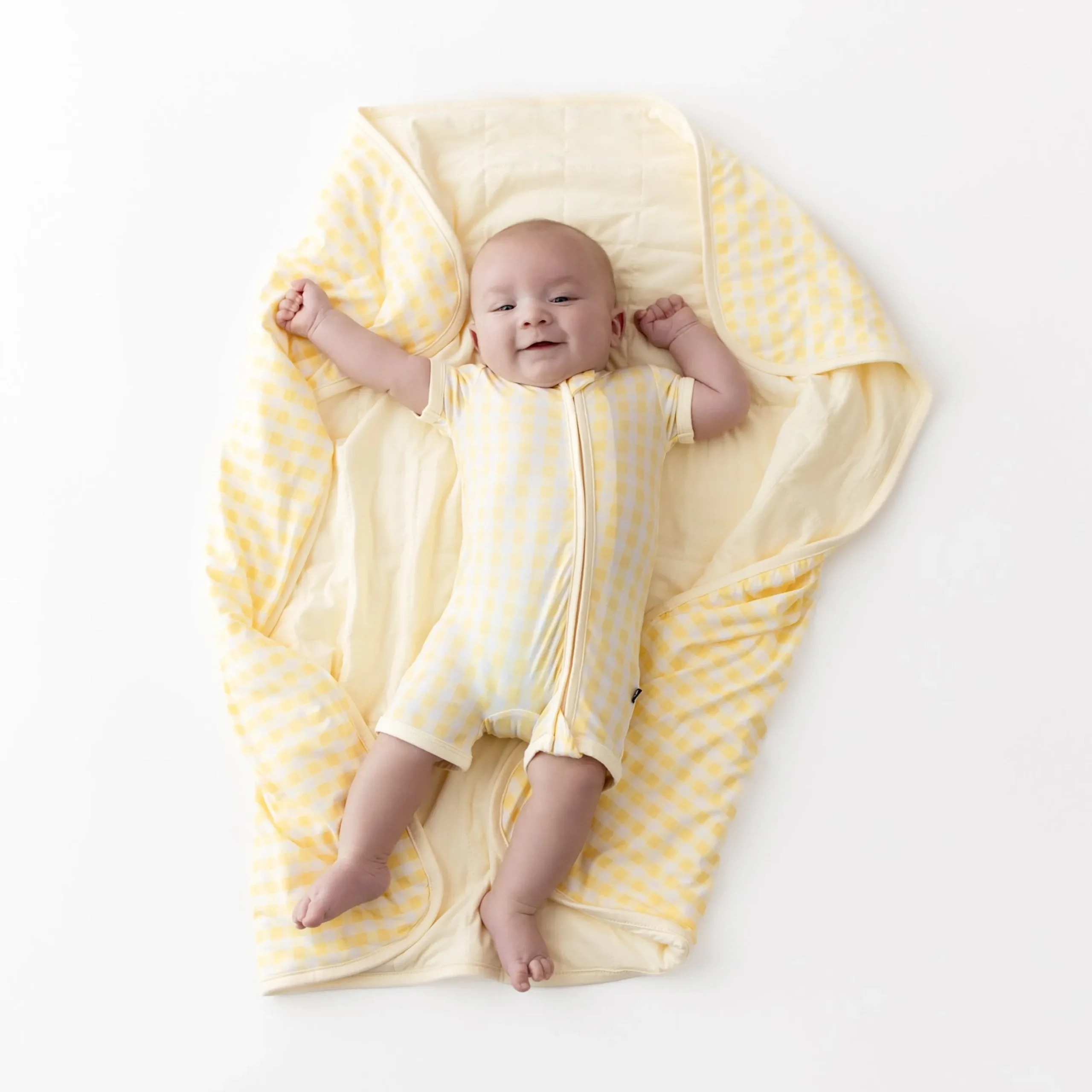 Baby Blanket in Gingham Chamomile 1.0