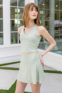 Bamboo Flex Bra Tank in Basil