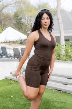 Bamboo Flex Bra Tank in Espresso