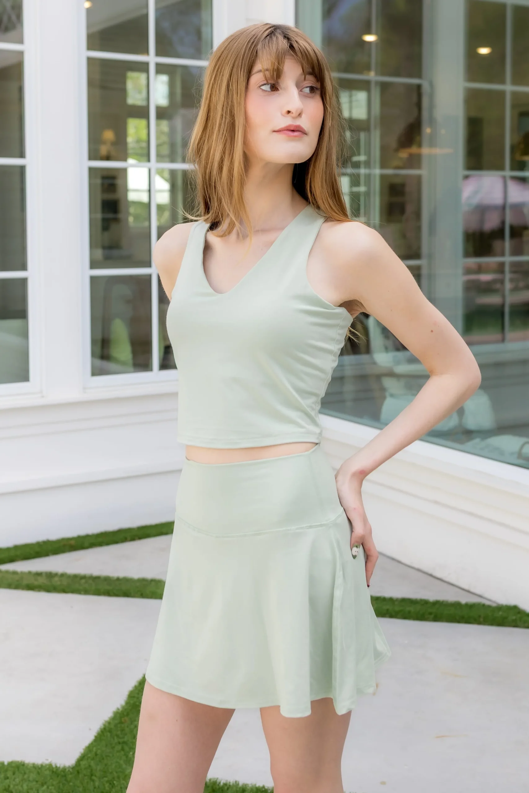 Bamboo Flex Skort in Basil