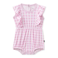 Bubble Romper in Gingham Thistle