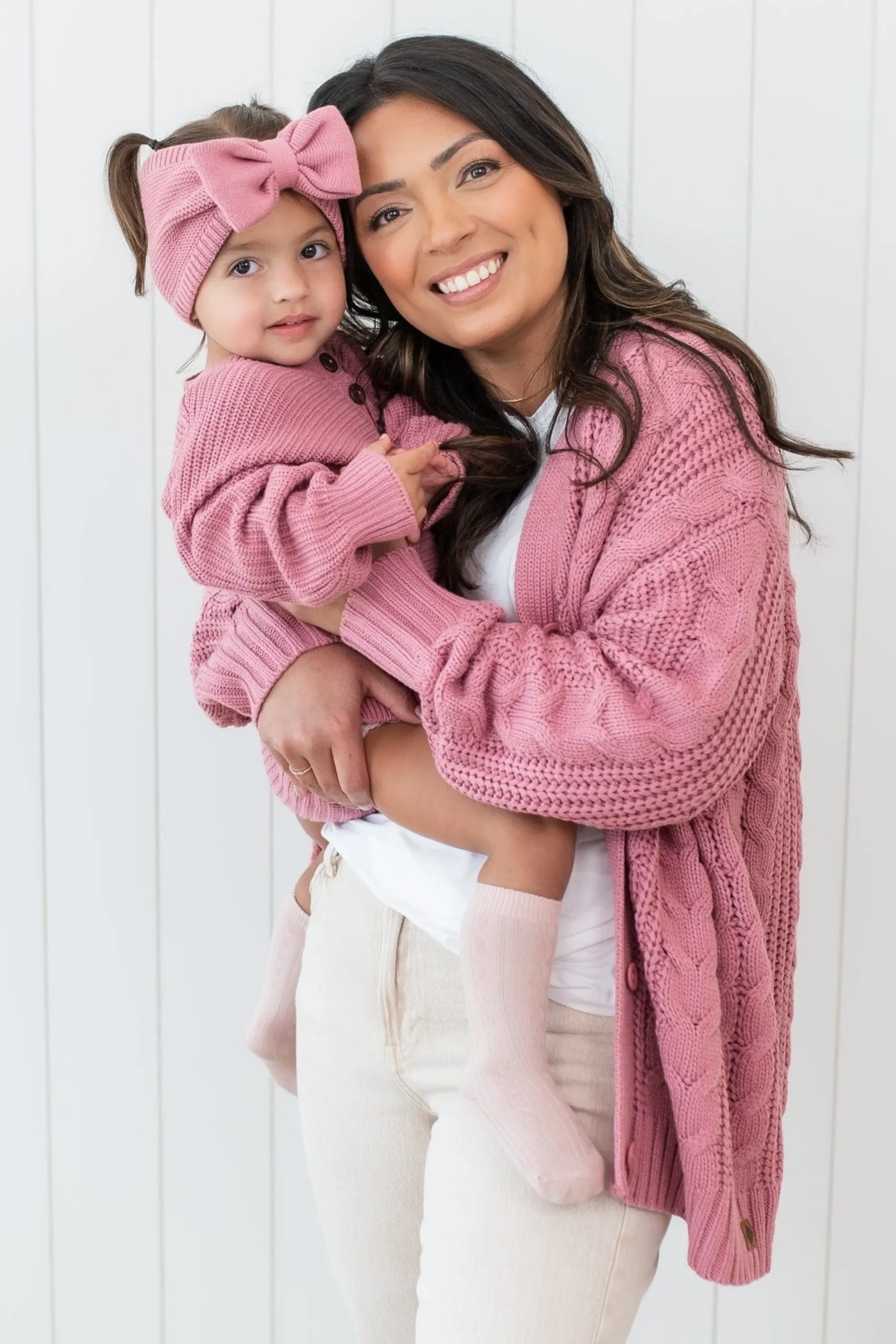Cable Knit Adult Cardigan in Apple Blossom