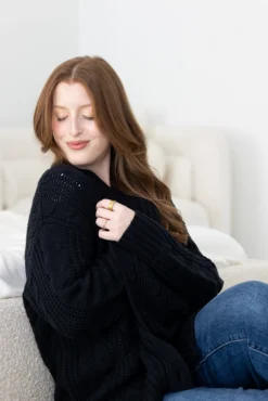 Cable Knit Adult Cardigan in Midnight