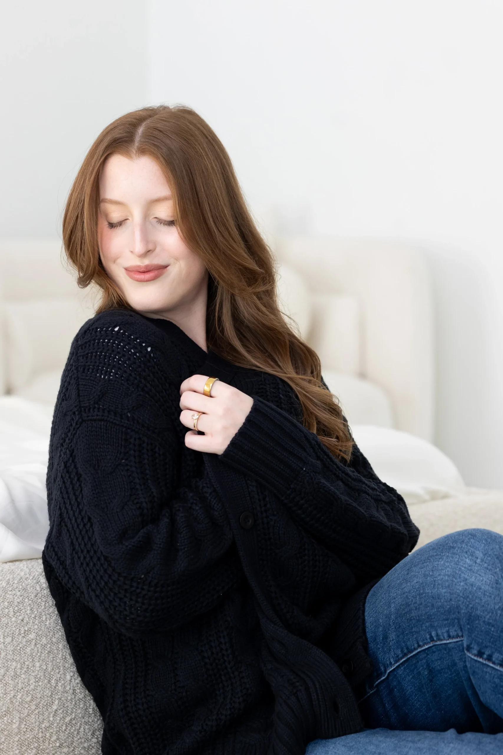 Cable Knit Adult Cardigan in Midnight