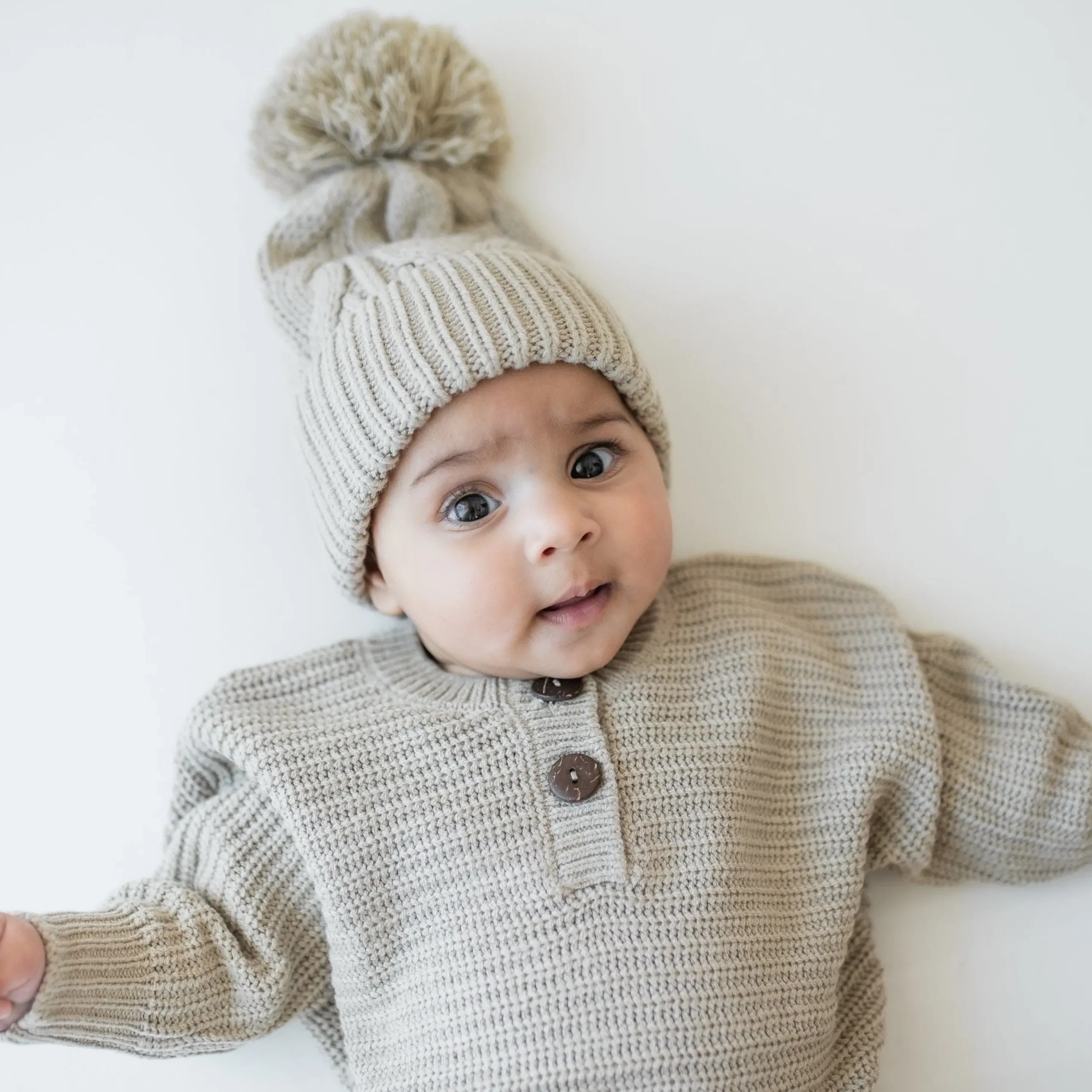 Chunky Cable Knit Beanie in Almond
