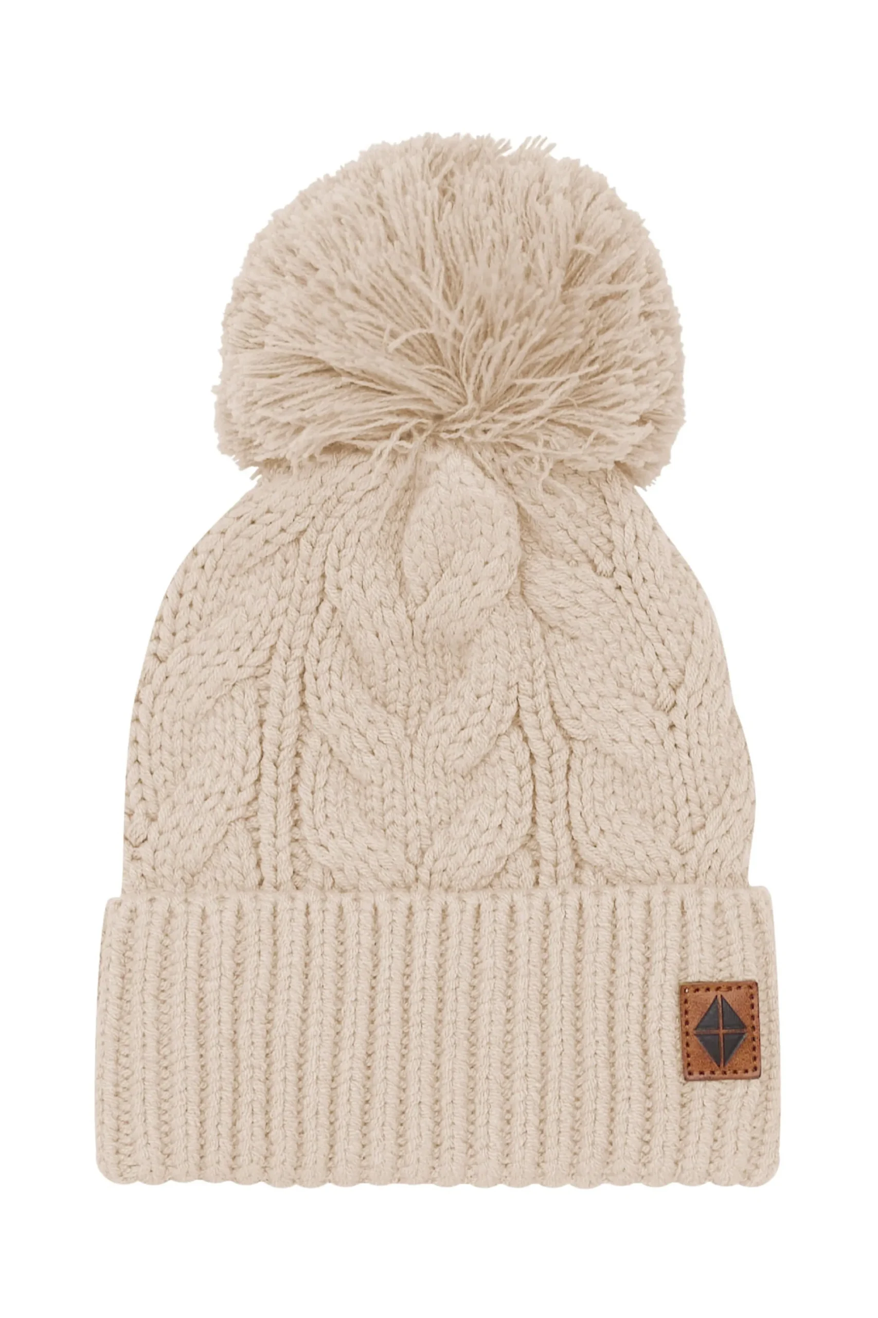 Chunky Cable Knit Beanie in Almond