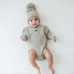 Chunky Cable Knit Beanie in Almond