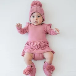 Chunky Cable Knit Beanie in Apple Blossom