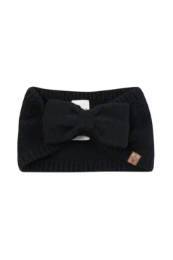 Chunky Knit Bow Headband in Midnight