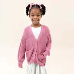 Chunky Knit Oversized Cardigan in Apple Blossom