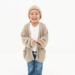 Chunky Knit Oversized Cardigan in Almond