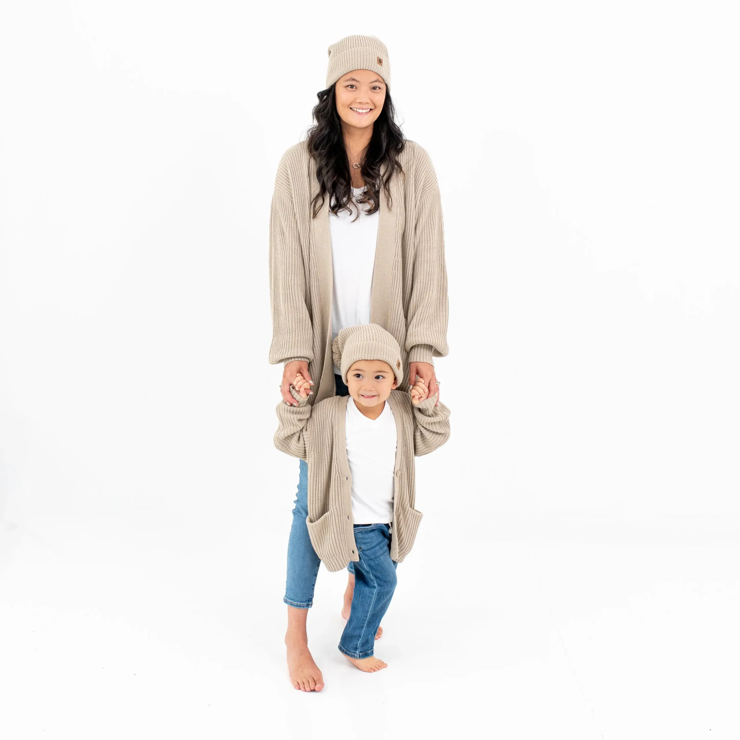 Chunky Knit Oversized Cardigan in Almond