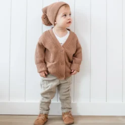 Chunky Knit Oversized Cardigan in Latte