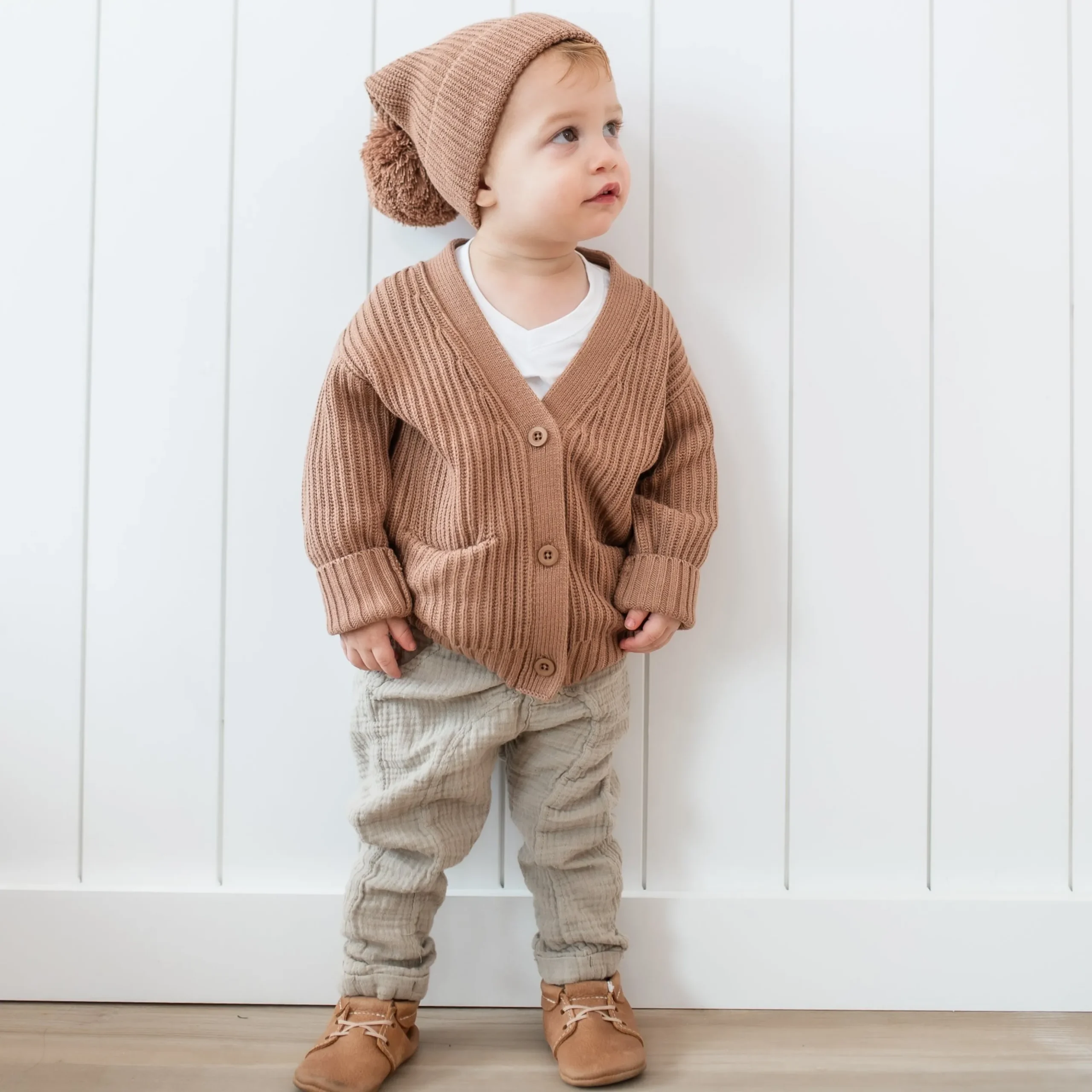 Chunky Knit Oversized Cardigan in Latte