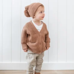 Chunky Knit Oversized Cardigan in Latte
