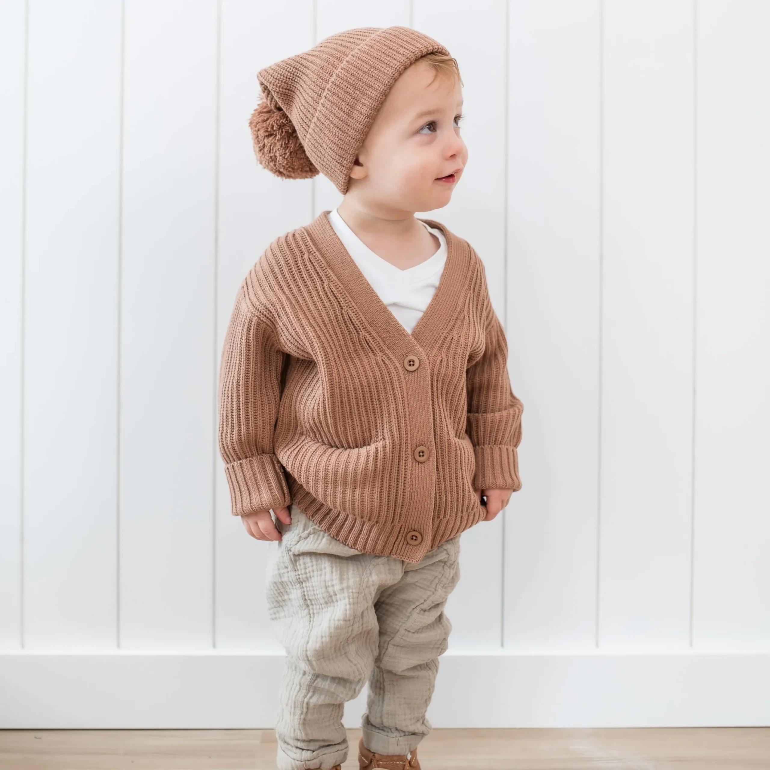 Chunky Knit Oversized Cardigan in Latte