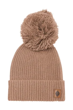 Chunky Knit Pom Beanie in Latte
