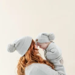 Chunky Knit Pom Beanie in Oat