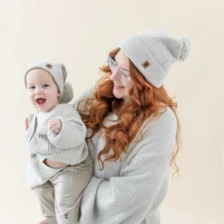 Chunky Knit Pom Beanie in Oat