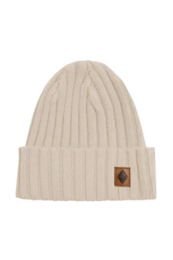 Chunky Knit Ribbed Beanie in Almond