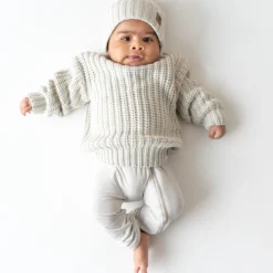 Chunky Knit Ribbed Beanie in Oat