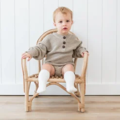 Chunky Knit Romper in Almond