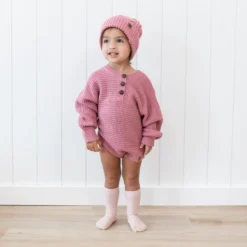 Chunky Knit Romper in Apple Blossom