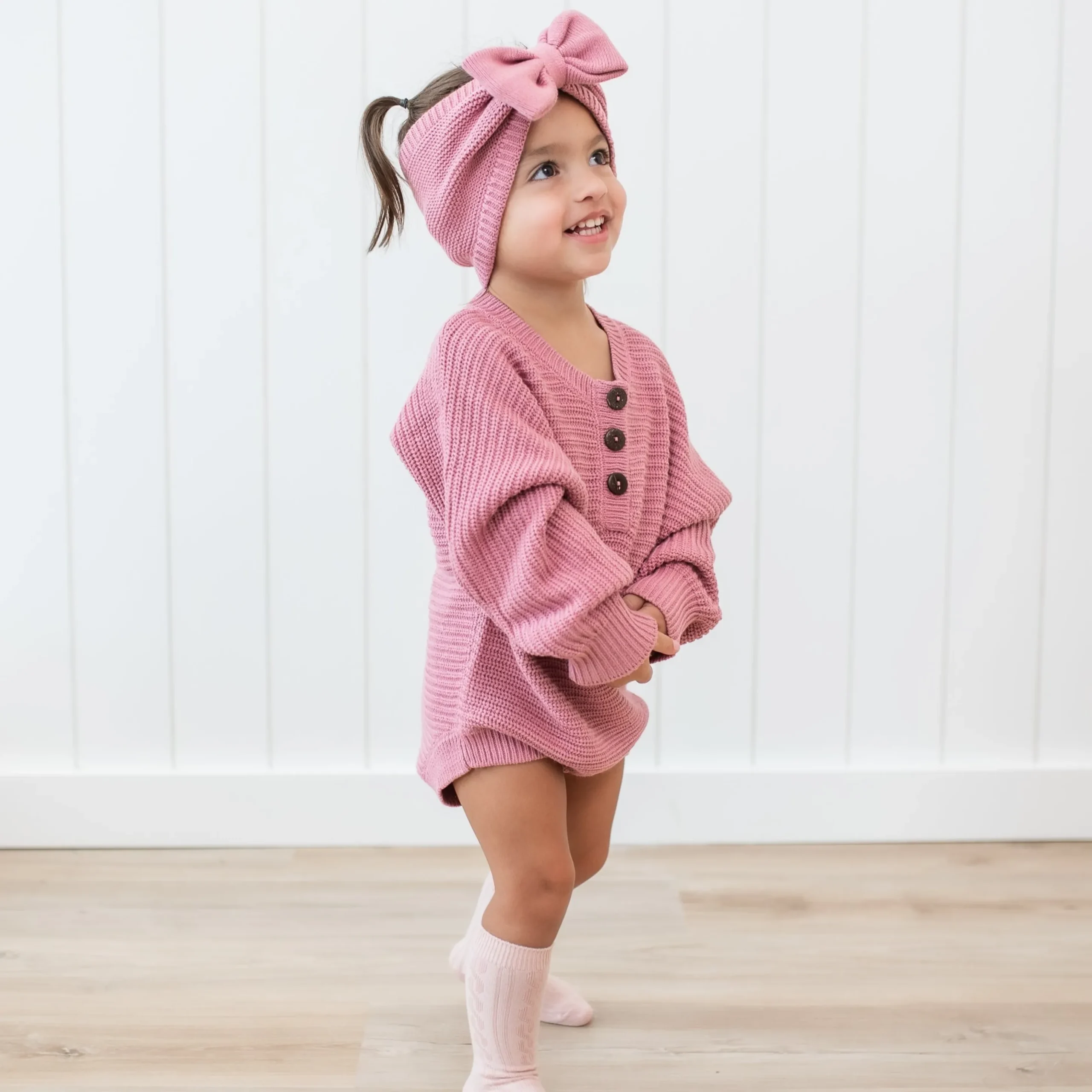 Chunky Knit Romper in Apple Blossom