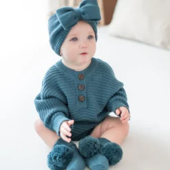 Chunky Knit Romper in Atlantic