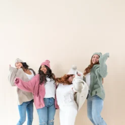 Chunky Knit Women's Oversized Cardigan in Apple Blossom