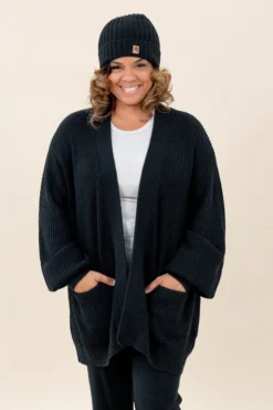 Chunky Knit Women's Oversized Cardigan in Midnight