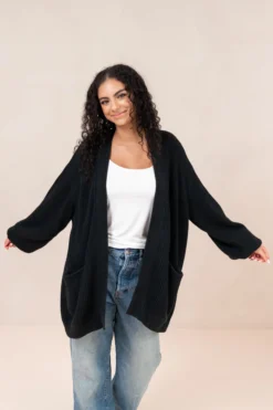 Chunky Knit Women's Oversized Cardigan in Midnight