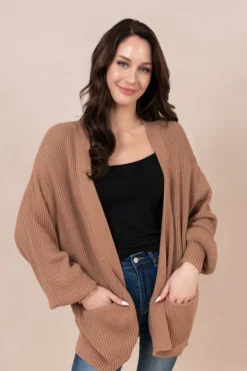 Chunky Knit Women's Oversized Cardigan in Latte