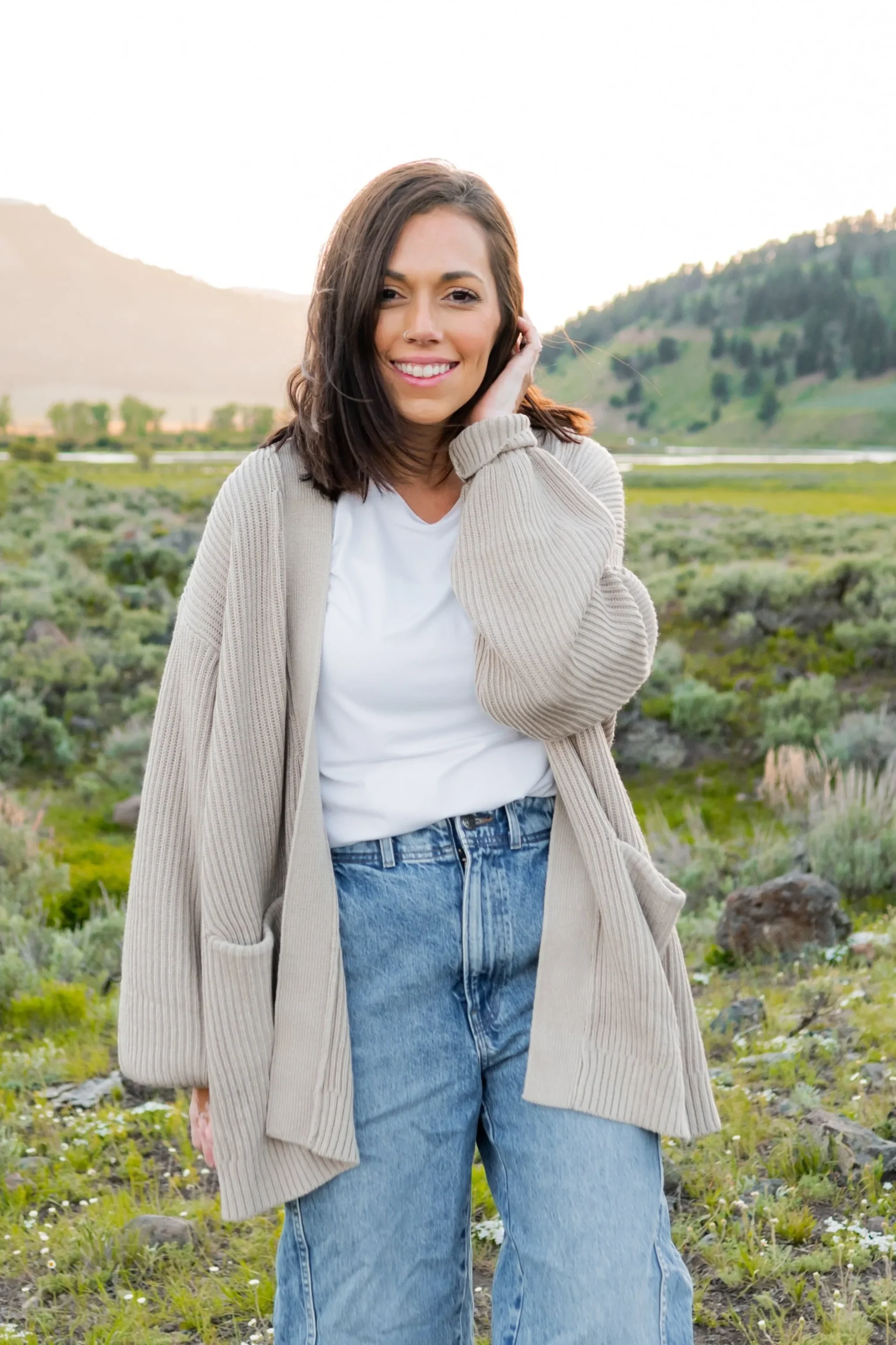 Chunky Knit Women's Oversized Cardigan in Oat