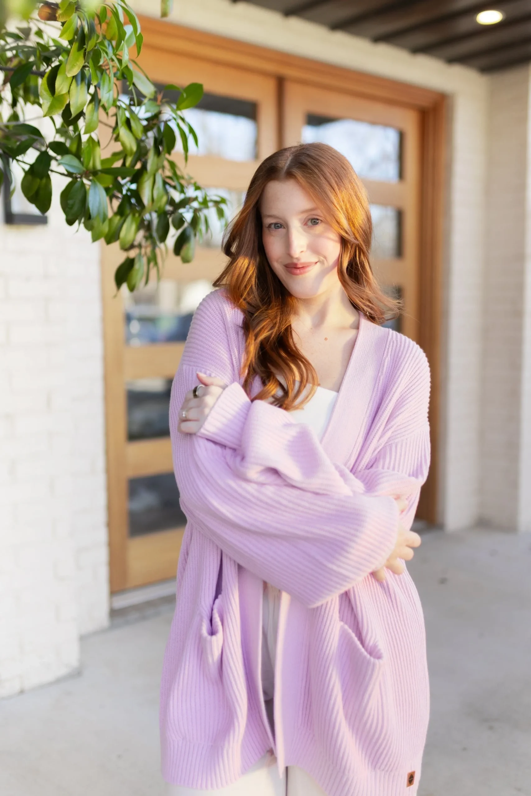 Chunky Knit Women's Oversized Cardigan in Thistle