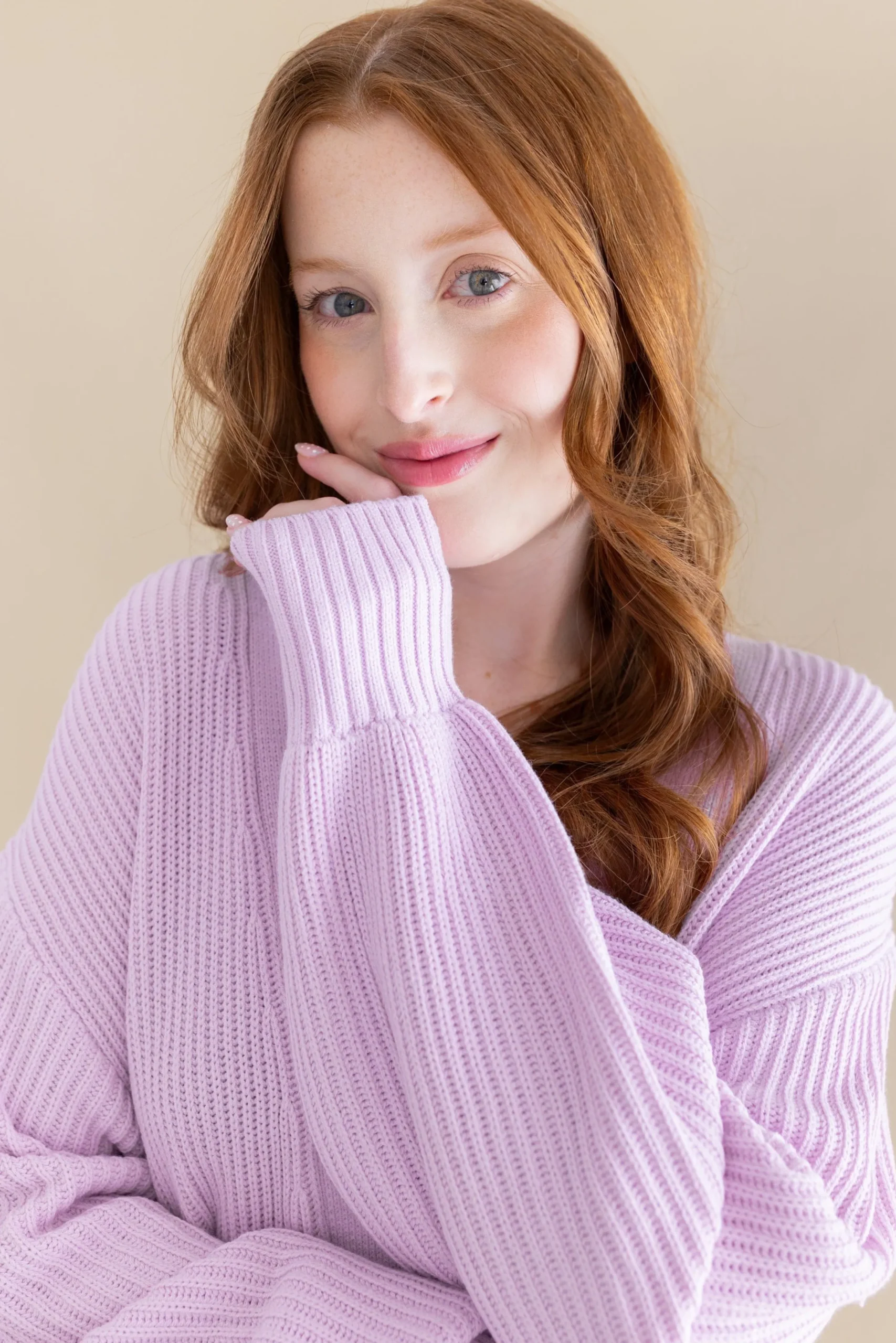 Chunky Knit Women's Oversized Cardigan in Thistle