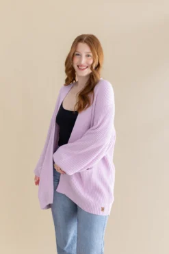 Chunky Knit Women's Oversized Cardigan in Thistle