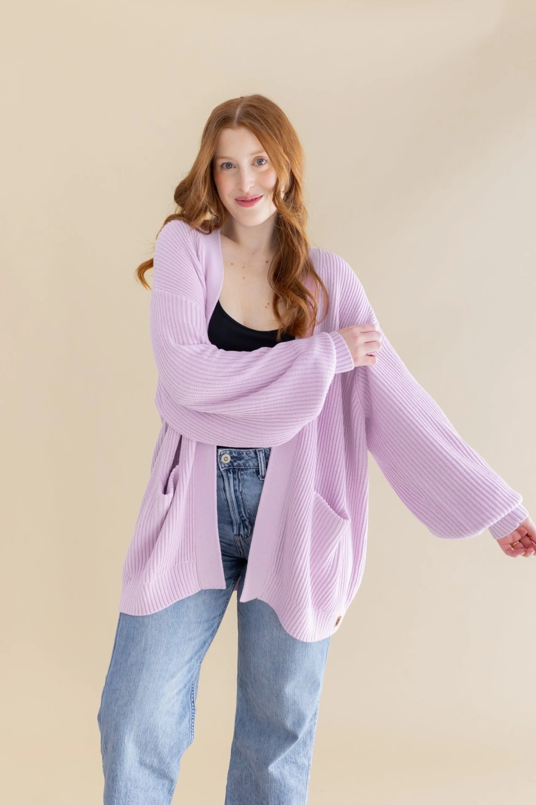Chunky Knit Women's Oversized Cardigan in Thistle
