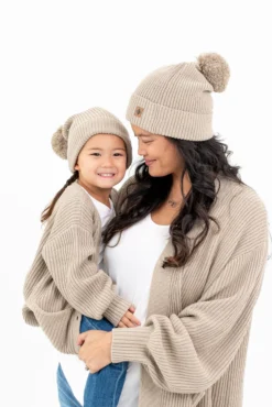 Chunky Knit Women's Oversized Cardigan in Almond
