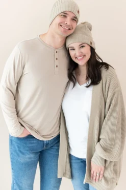 Chunky Knit Women's Oversized Cardigan in Almond