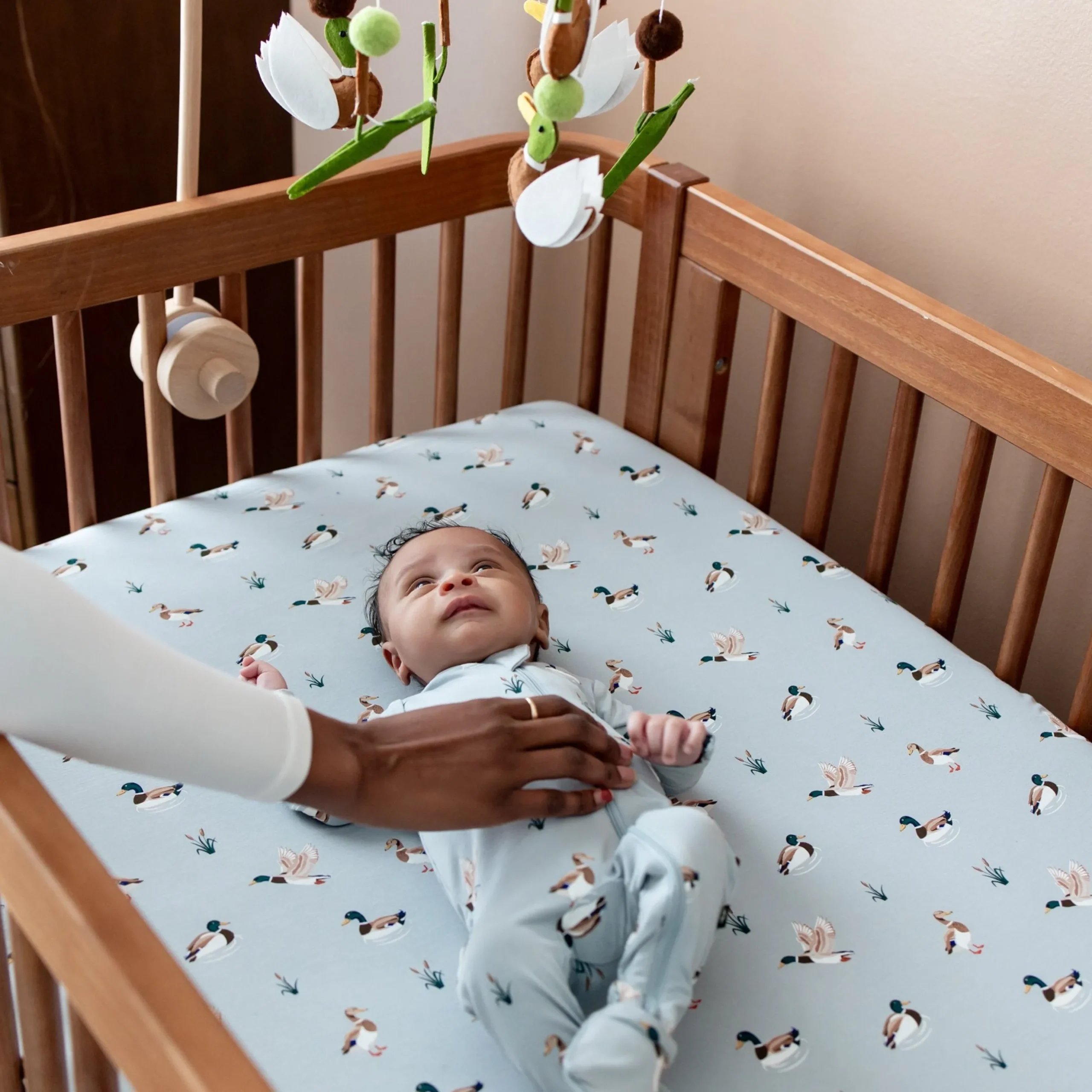 Crib Sheet in Mallard Duck