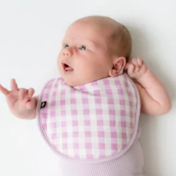 Cushy Bib in Gingham Thistle