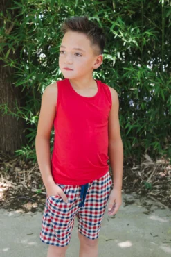 Drawstring Short in Patriotic Gingham