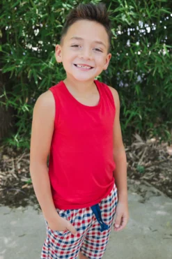 Drawstring Short in Patriotic Gingham