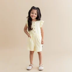 Flutter Sleeve Romper in Gingham Chamomile