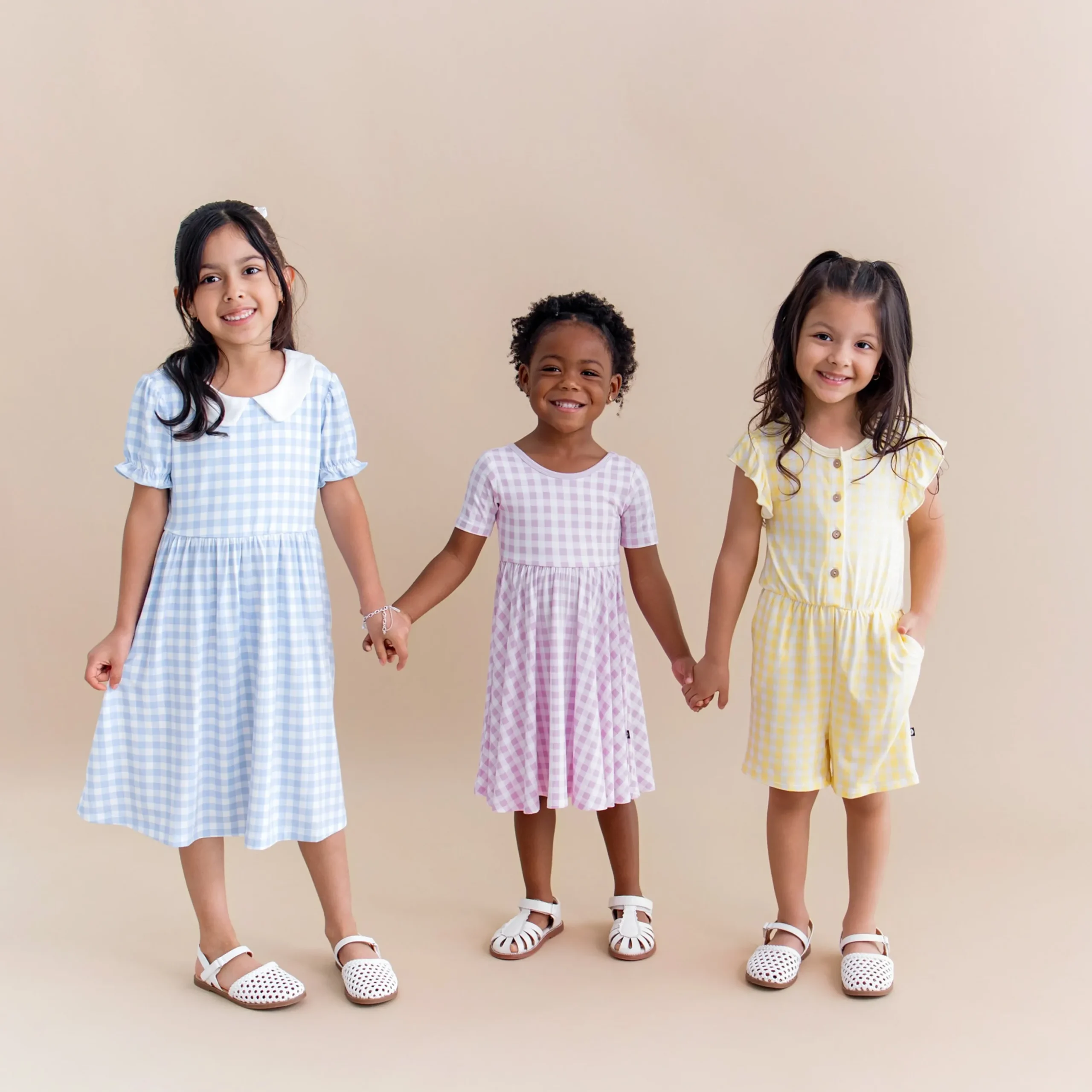 Flutter Sleeve Romper in Gingham Chamomile