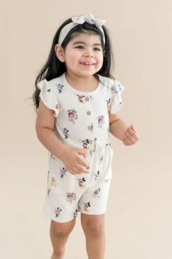 Flutter Sleeve Romper in Mickey Mouse and Friends